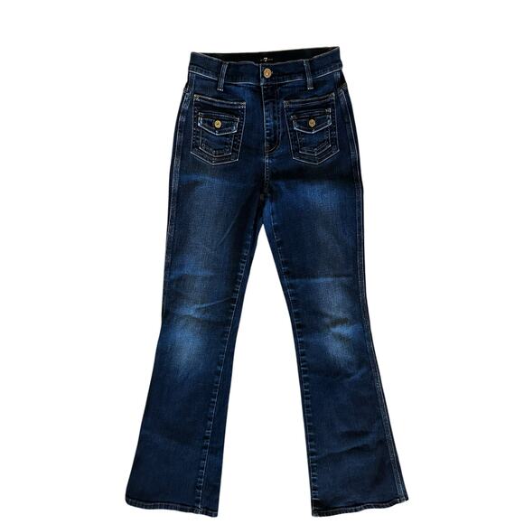 7 For All Mankind Denim - 7 For All Mankind Flare Jeans 25 Dark Wash Y2K Bootcut Denim Model Off Duty